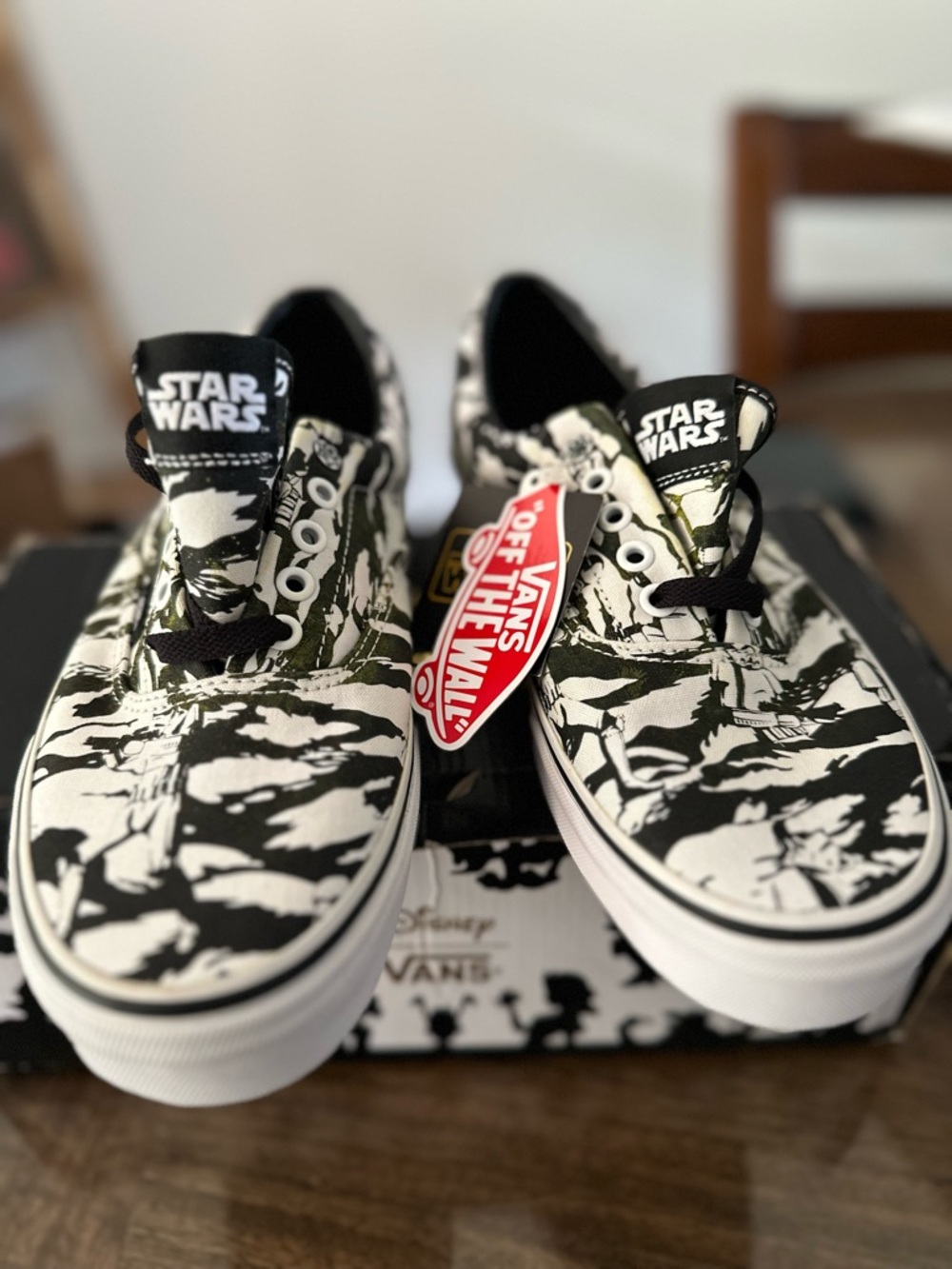 Vans Black & White Star Wars Graphic Slip-On Sneakers
